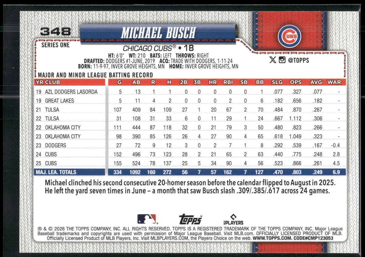 2026 Topps #348 Michael Busch
