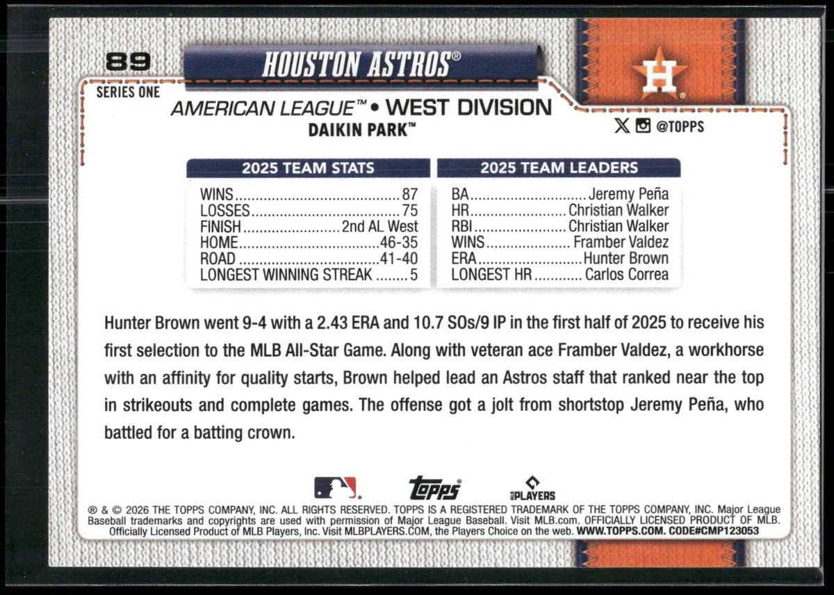 2026 Topps #89 Houston Astros