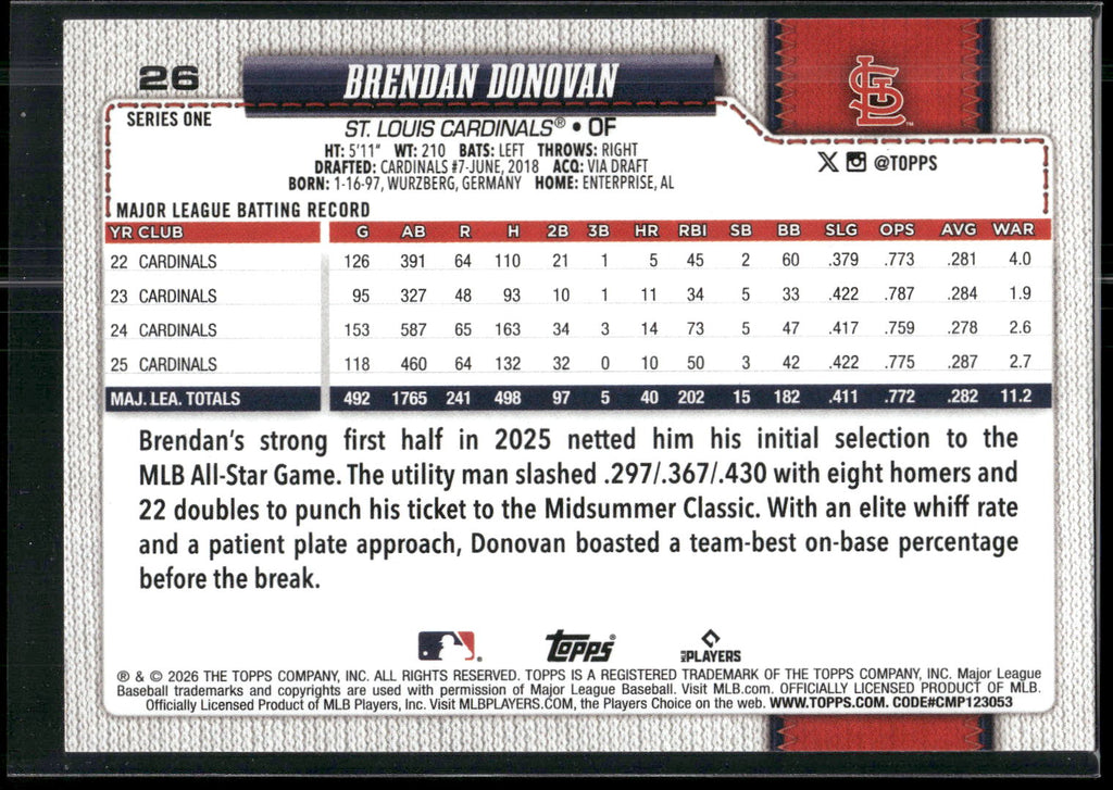 2026 Topps #26 Brendan Donovan