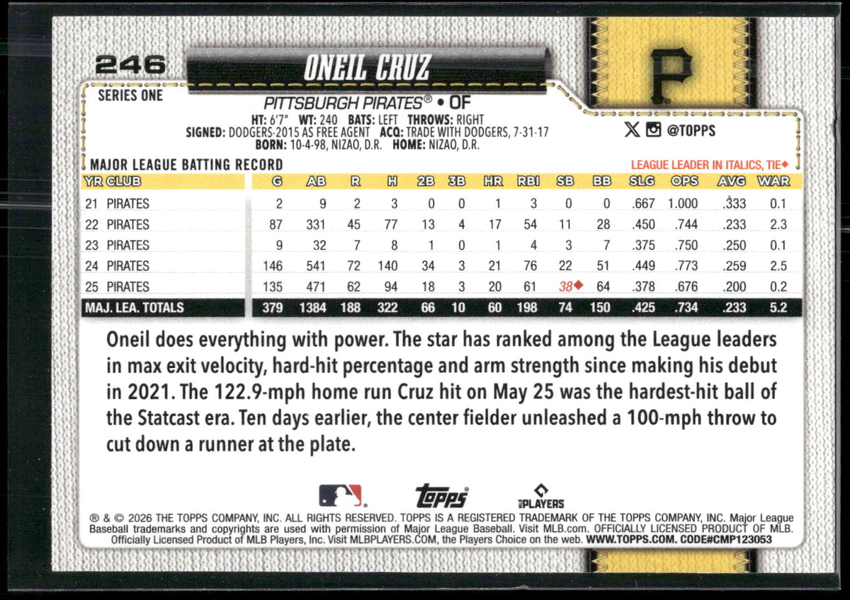 2026 Topps #246 Oneil Cruz