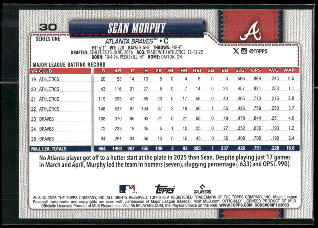 2026 Topps #30 Sean Murphy