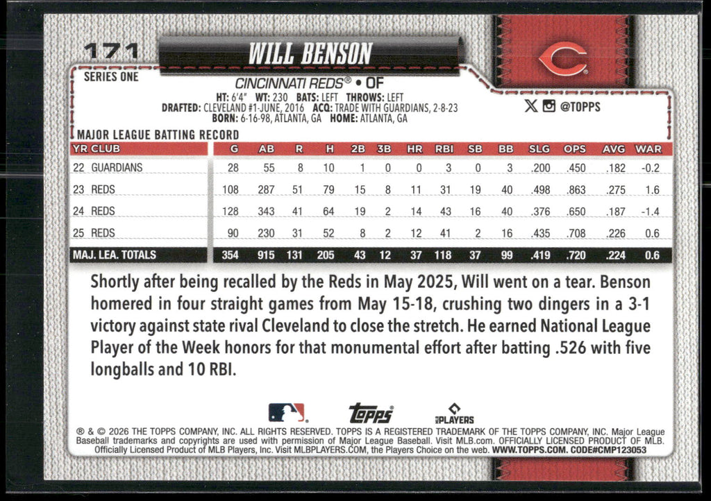 2026 Topps #171 Will Benson