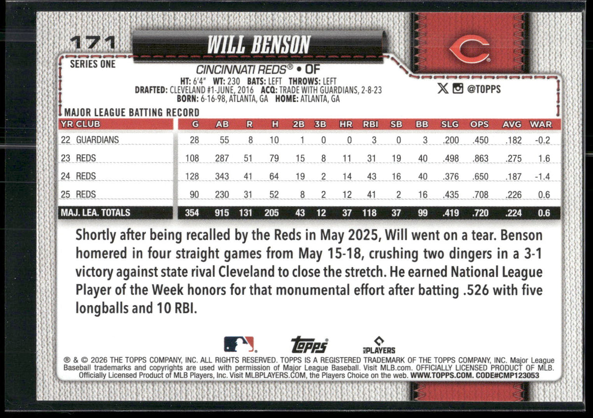 2026 Topps #171 Will Benson
