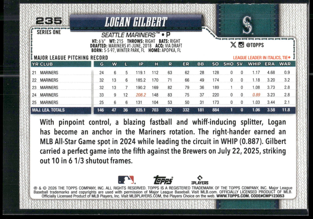 2026 Topps #235 Logan Gilbert