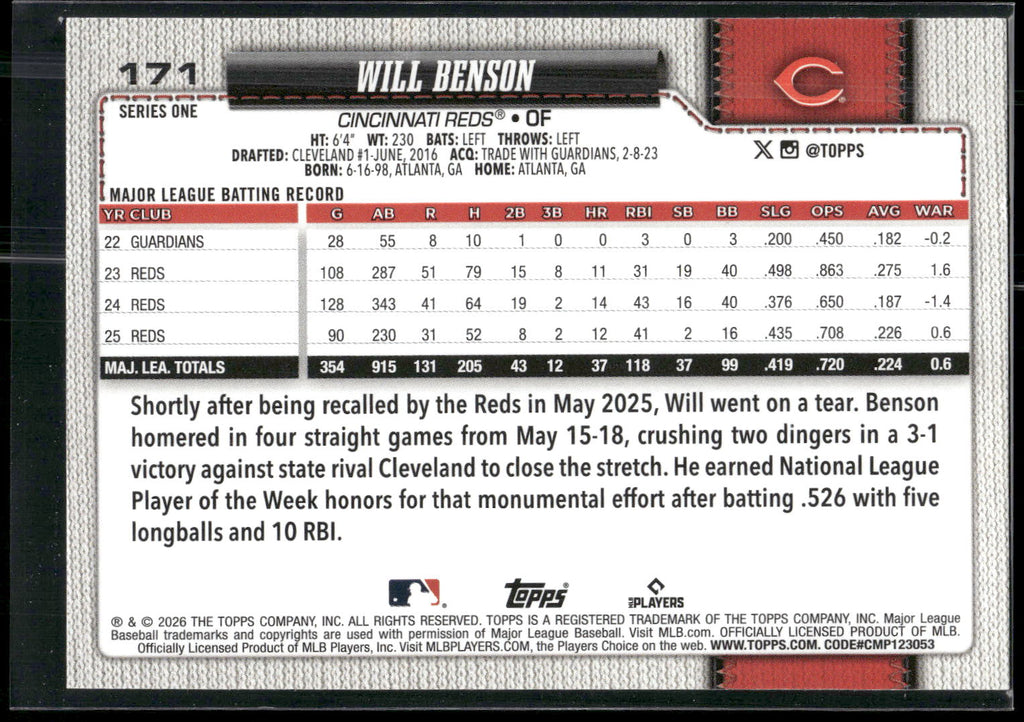 2026 Topps #171 Will Benson