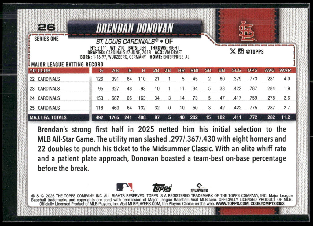 2026 Topps #26 Brendan Donovan