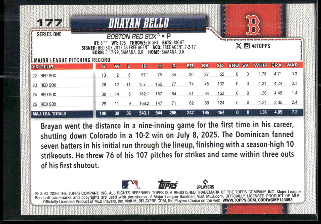 2026 Topps #177 Brayan Bello