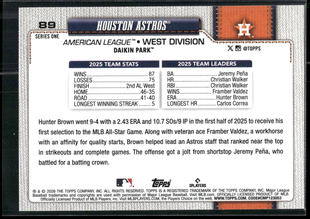 2026 Topps #89 Houston Astros