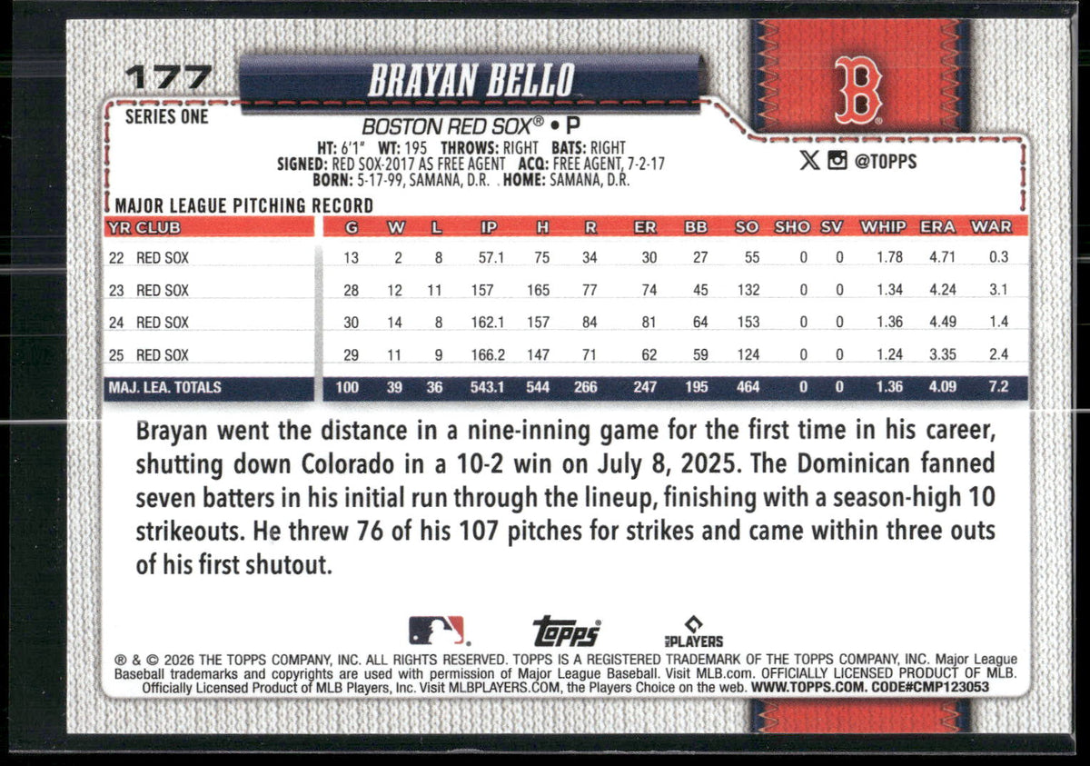 2026 Topps #177 Brayan Bello