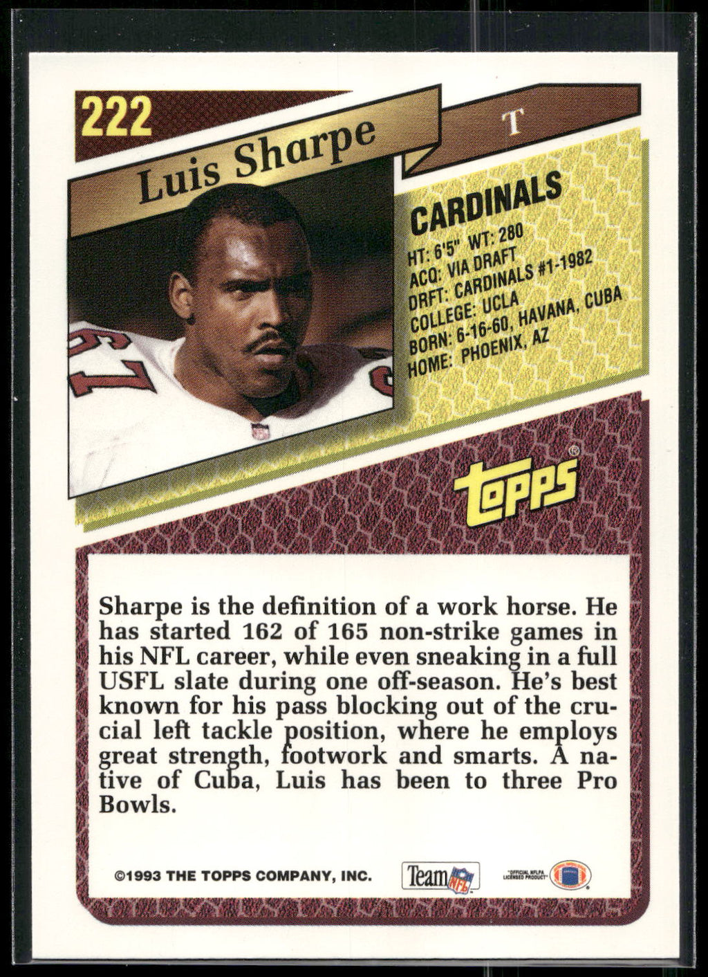 1993 Topps #222 Luis Sharpe