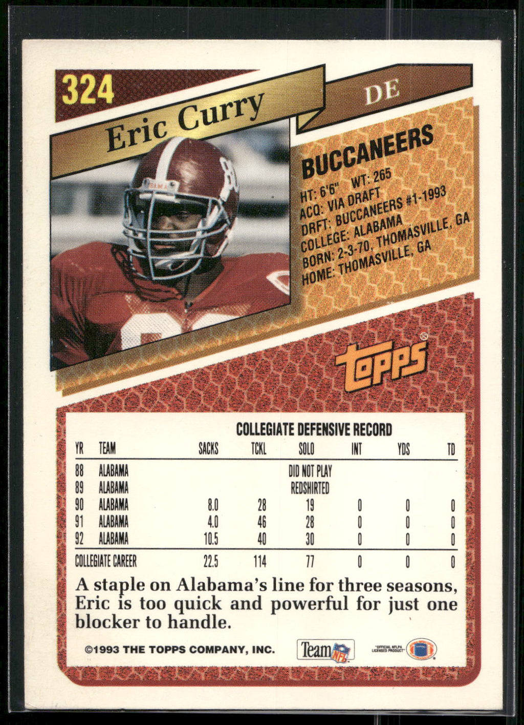 1993 Topps #324 Eric Curry