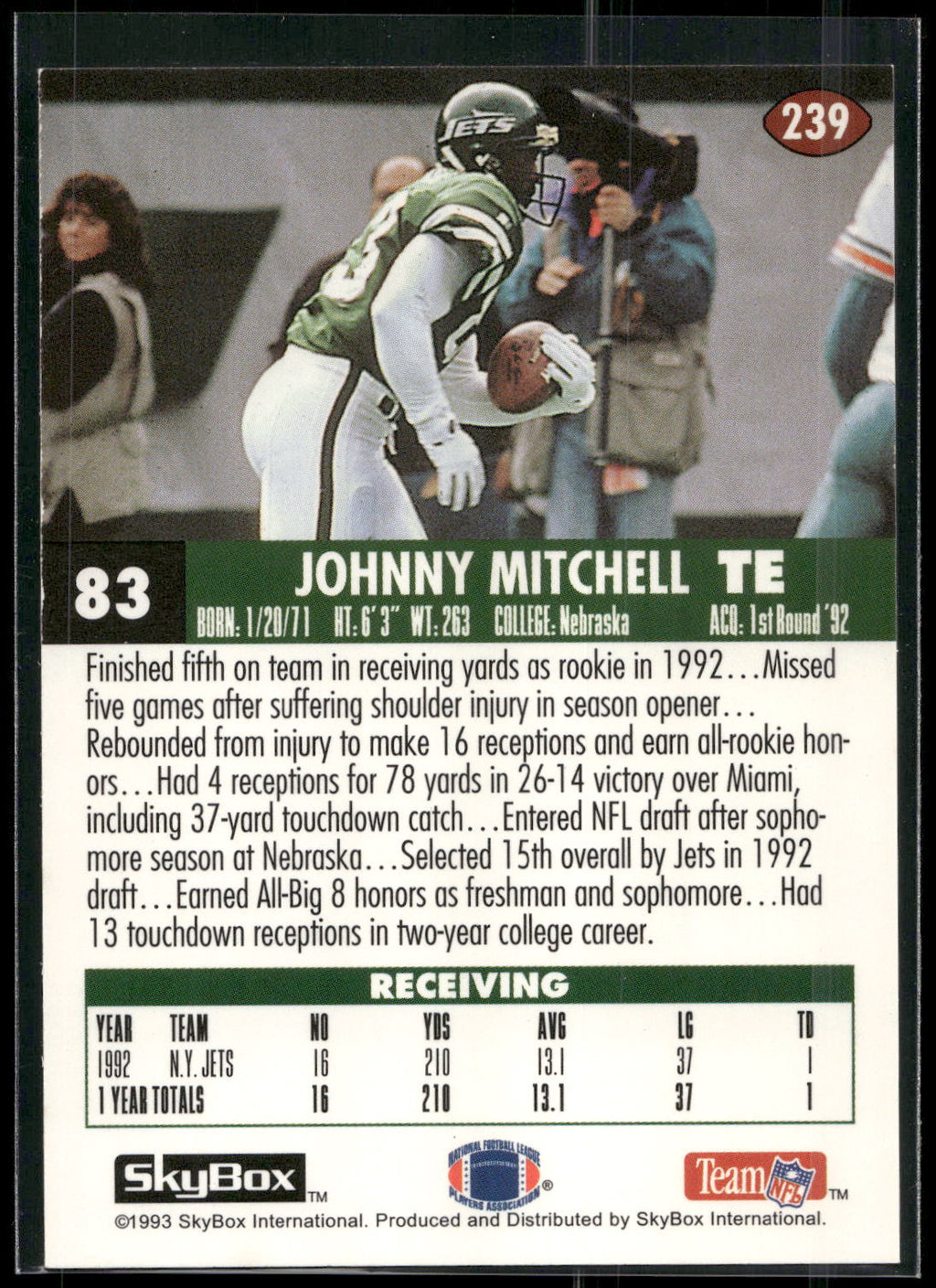 1993 SkyBox Impact #239 Johnny Mitchell