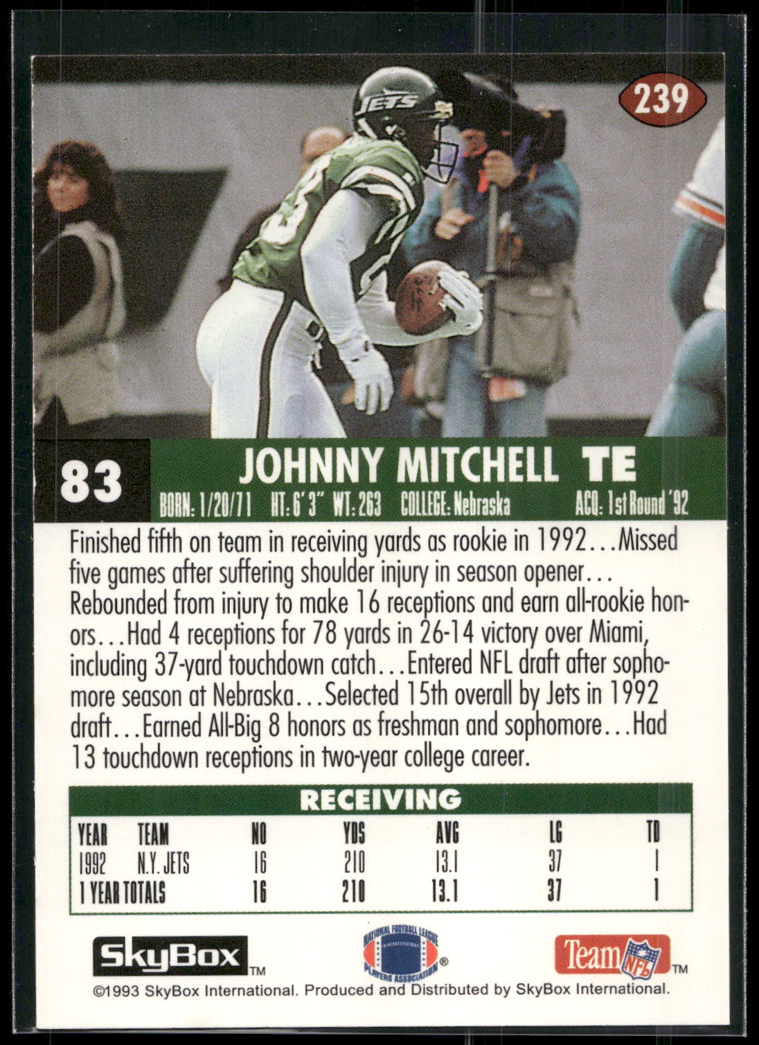 1993 SkyBox Impact #239 Johnny Mitchell