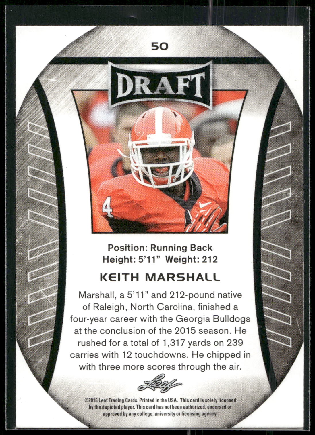 2016 Leaf Draft #50 Keith Marshall