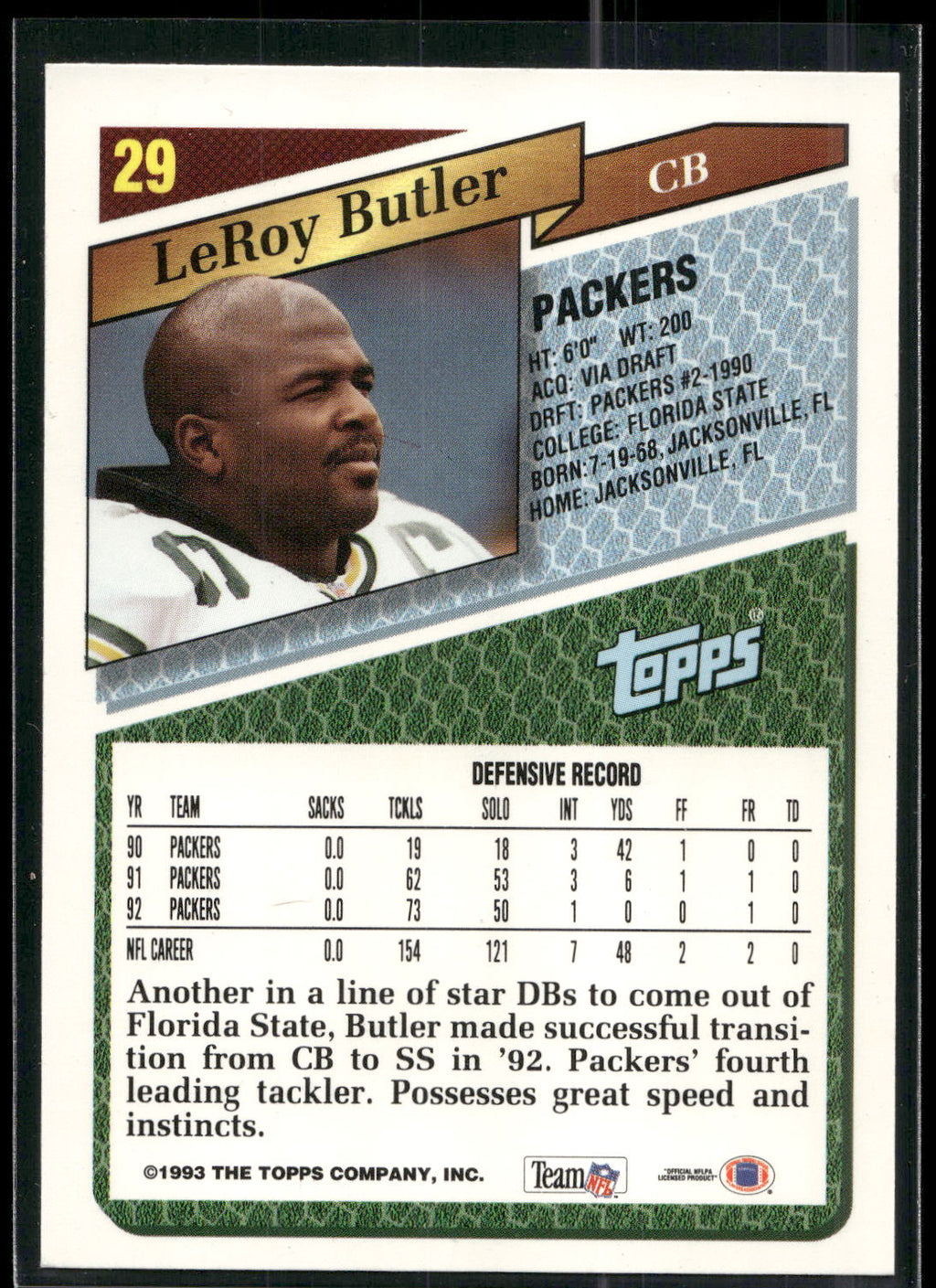 1993 Topps #29 LeRoy Butler
