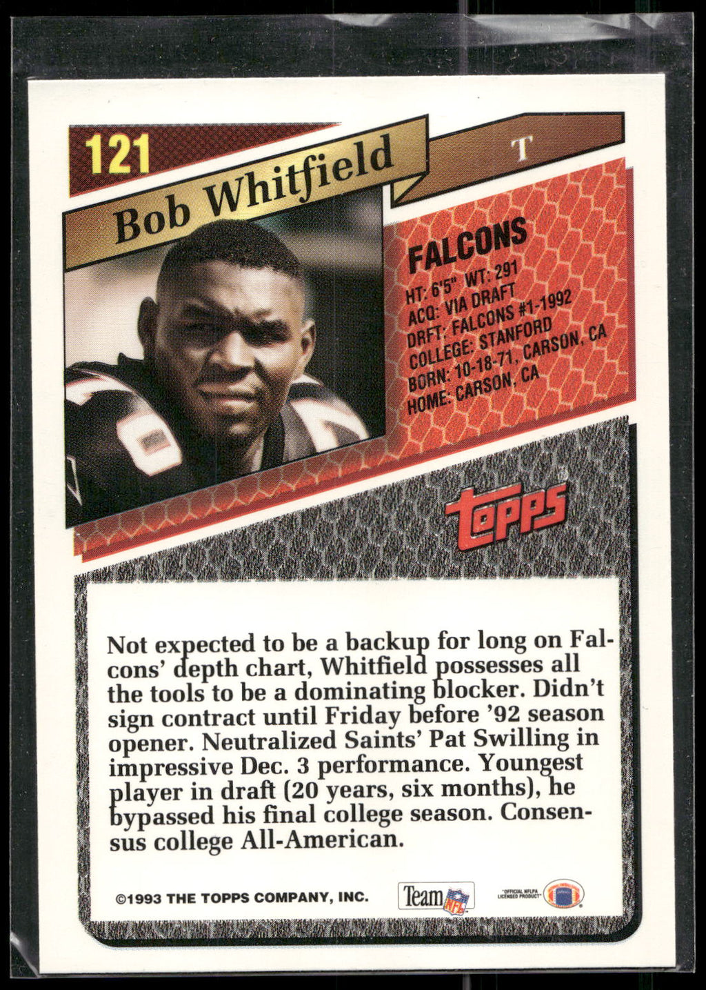 1993 Topps #121 Bob Whitfield