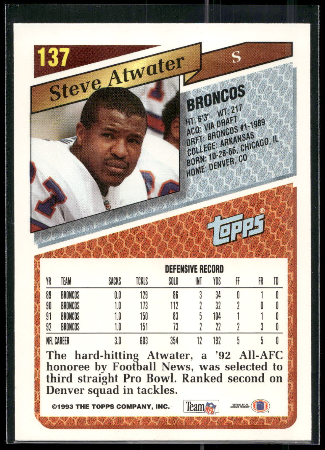 1993 Topps #137 Steve Atwater