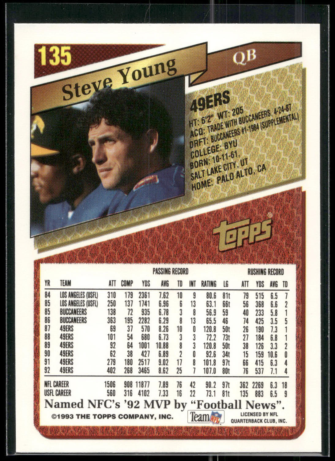 1993 Topps #135 Steve Young