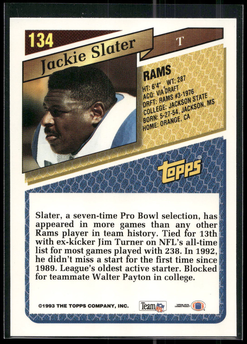 1993 Topps #134 Jackie Slater