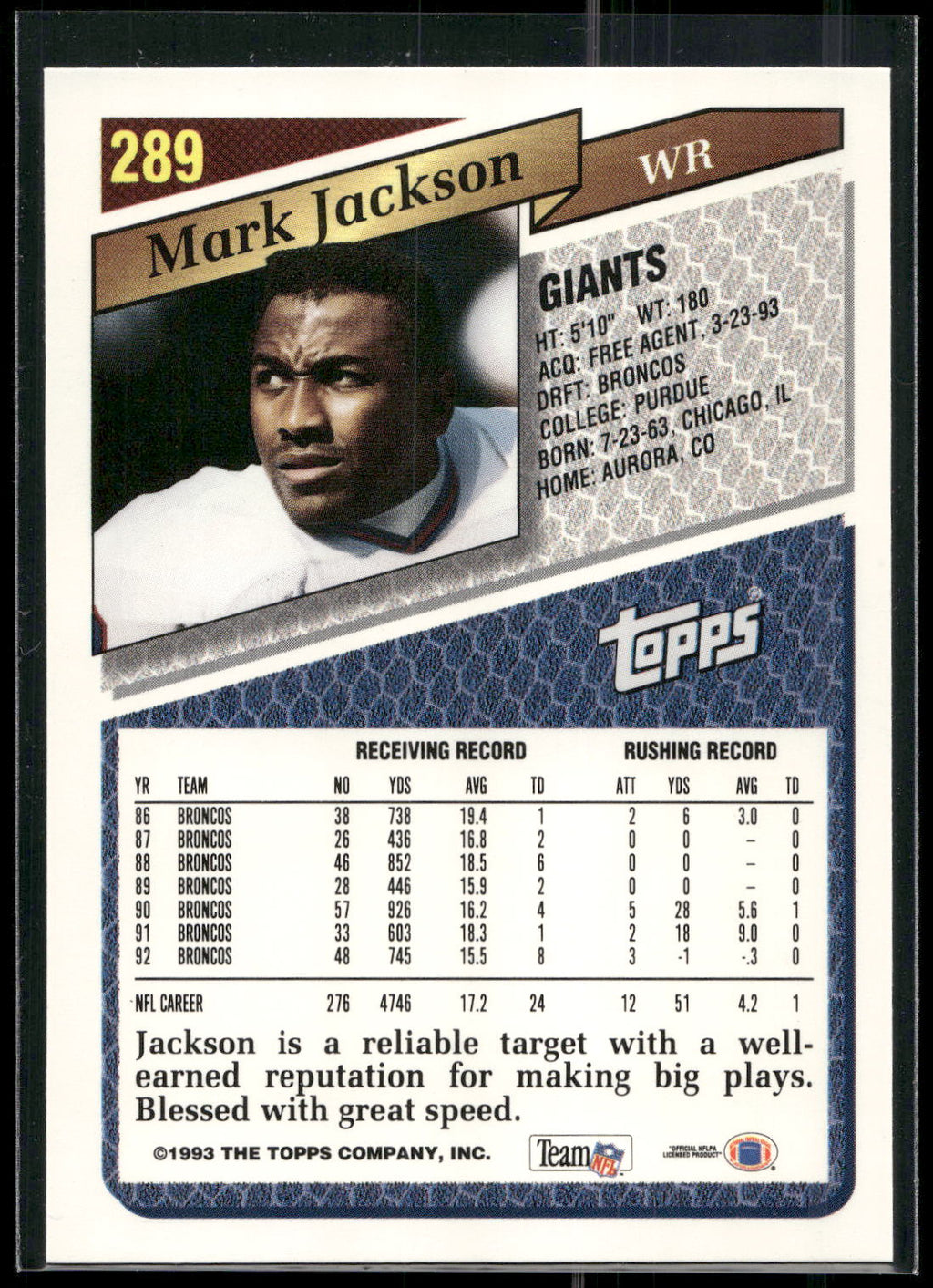 1993 Topps #289 Mark Jackson