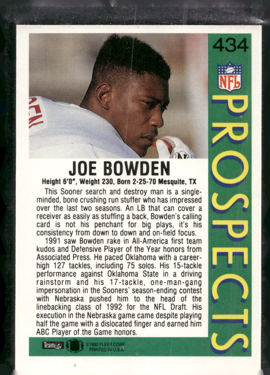 1992 Fleer #434 Joe Bowden