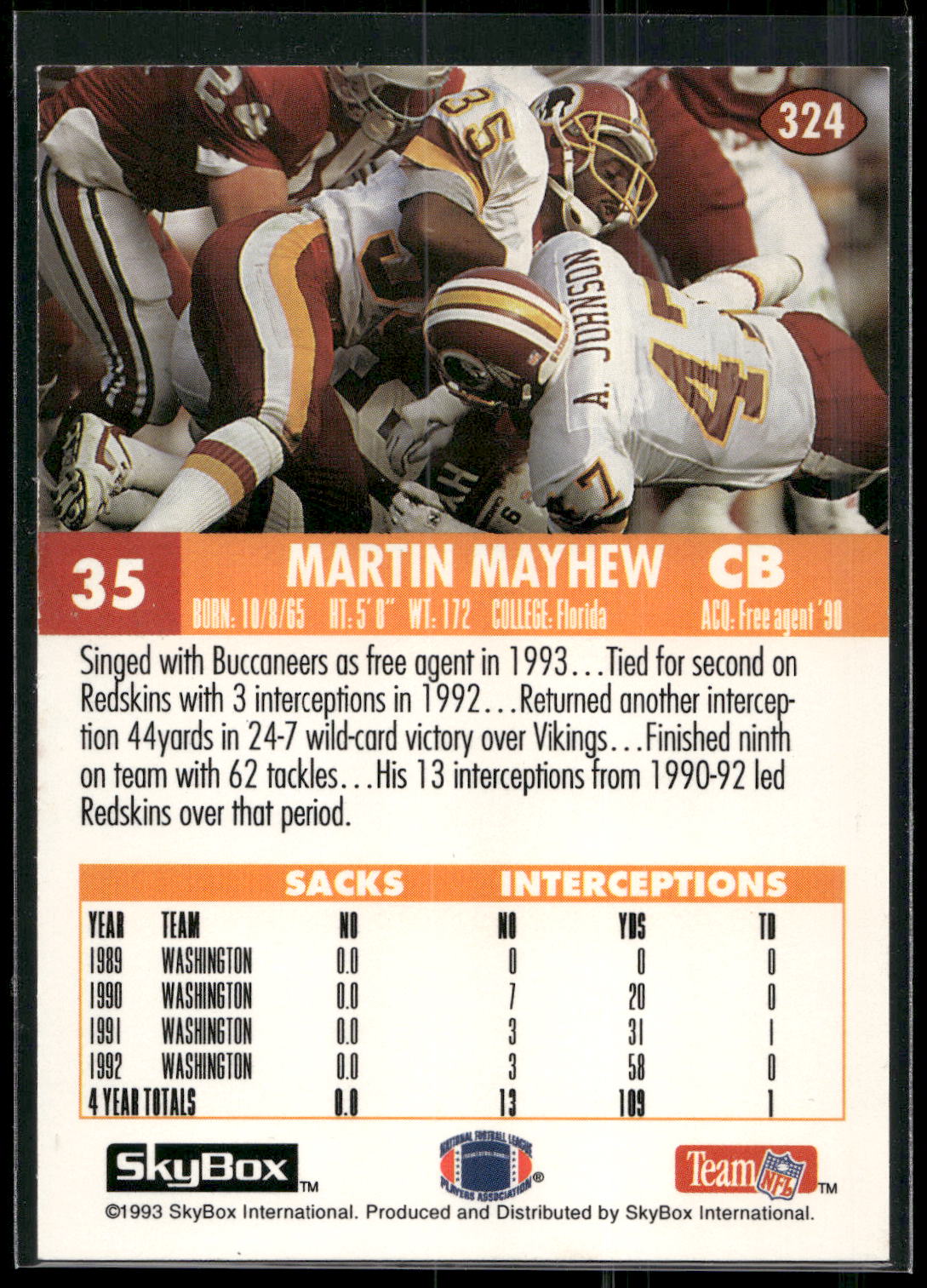 1993 SkyBox Impact #324 Martin Mayhew