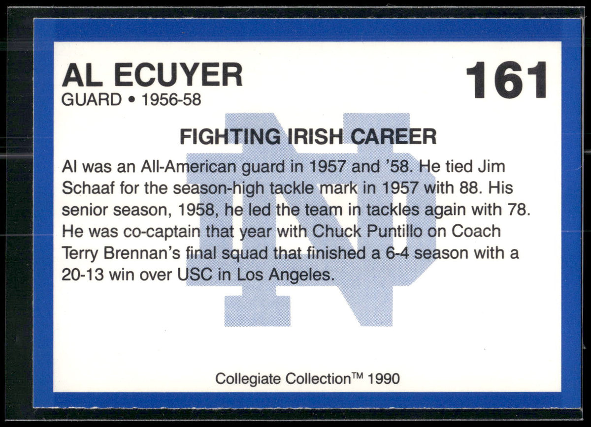 1990 Collegiate Collection Notre Dame #161 Al Ecuyer