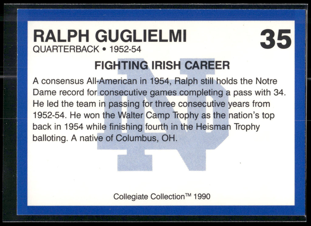 1990 Collegiate Collection Notre Dame #35 Ralph Guglielmi