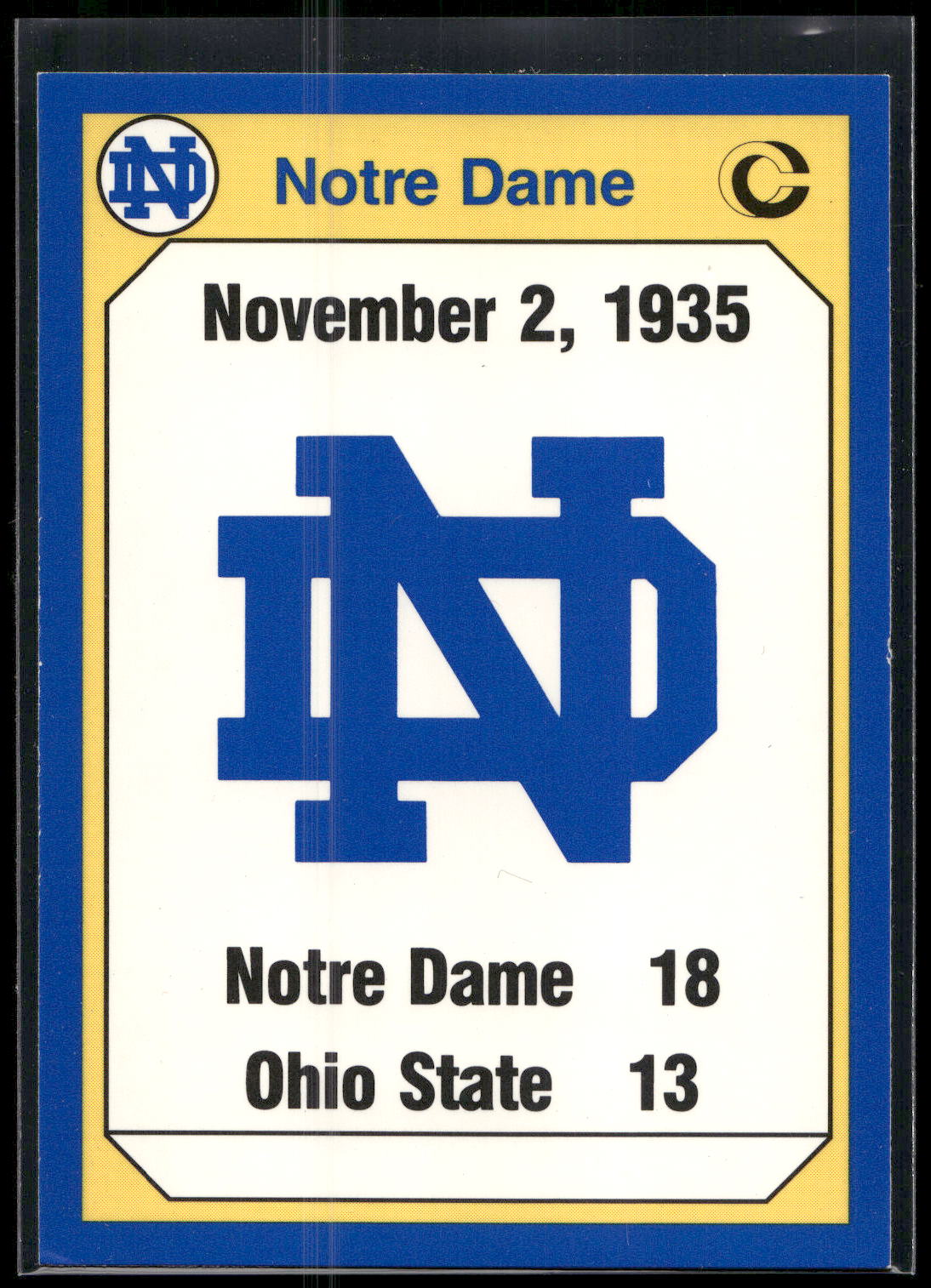 1990 Collegiate Collection Notre Dame #178 1935 Ohio State