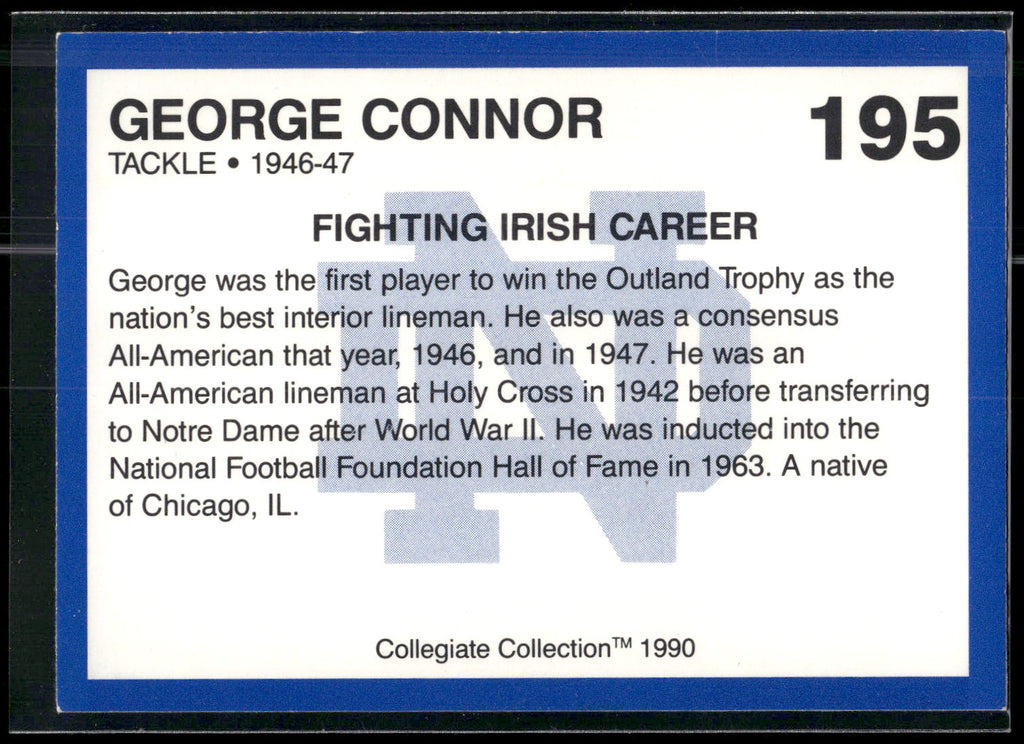 1990 Collegiate Collection Notre Dame #195 George Connor