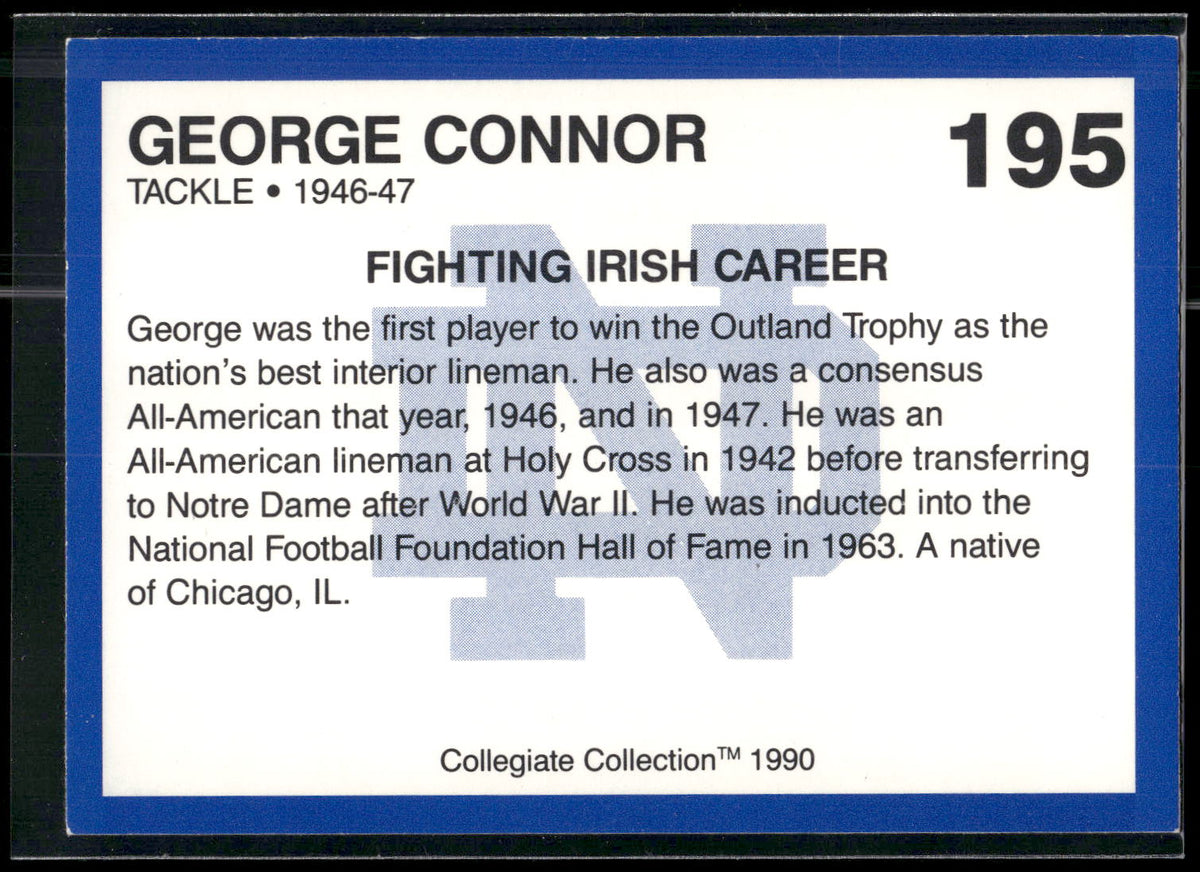 1990 Collegiate Collection Notre Dame #195 George Connor