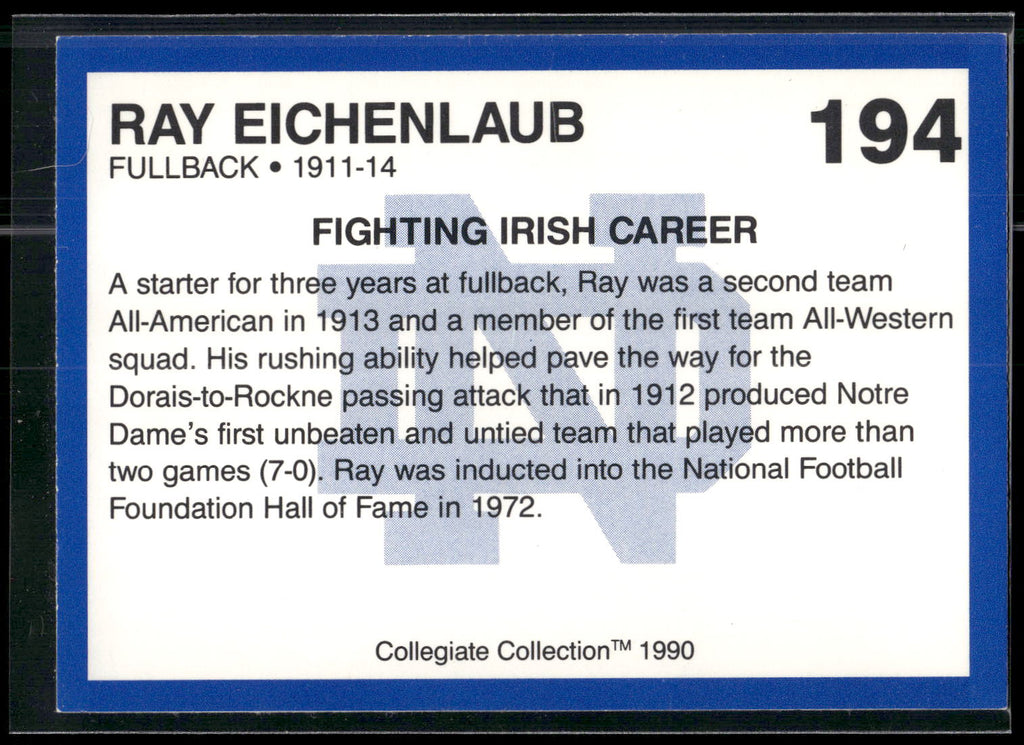 1990 Collegiate Collection Notre Dame #194 Ray Eichenlaub
