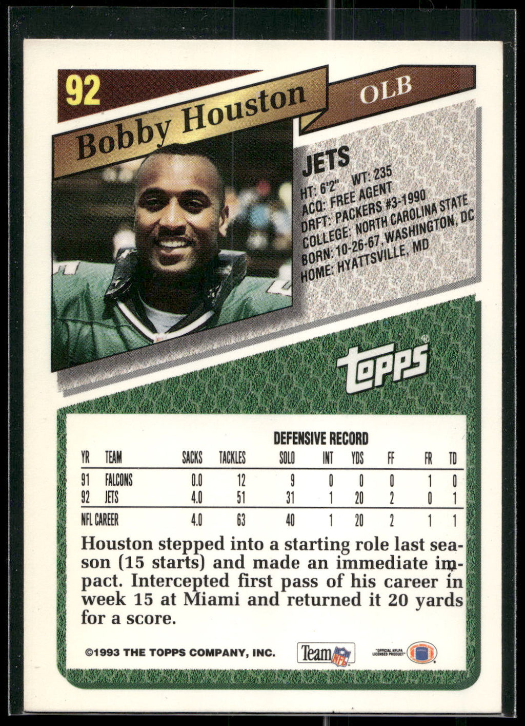 1993 Topps #92 Bobby Houston