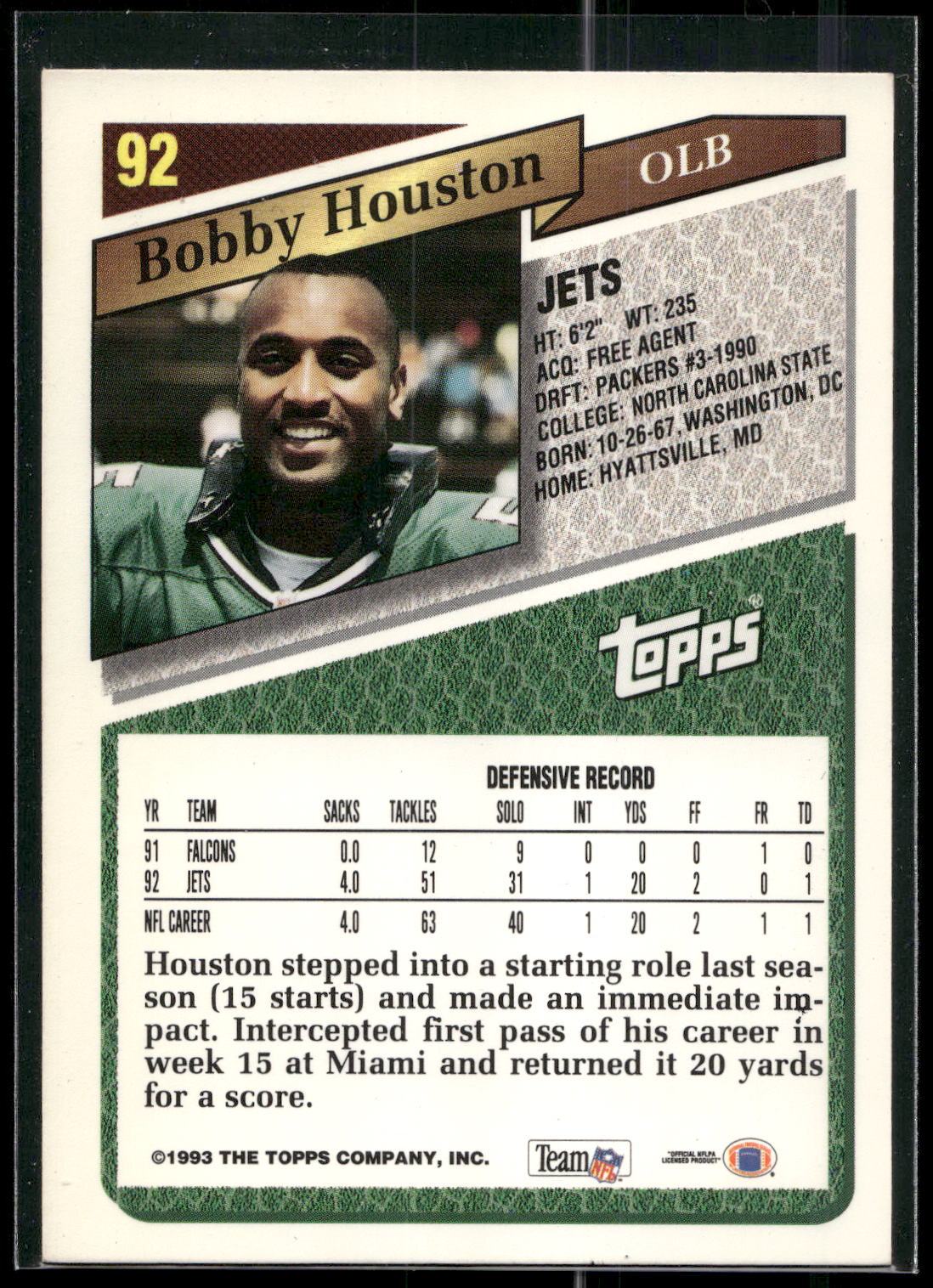 1993 Topps #92 Bobby Houston