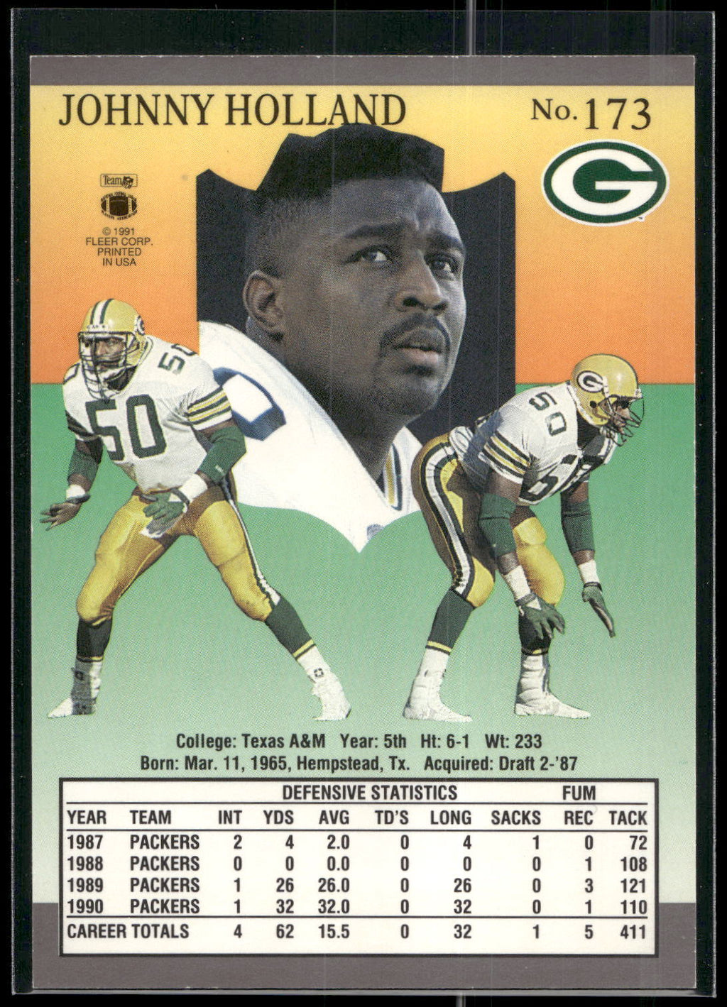 1991 Ultra #173 Johnny Holland