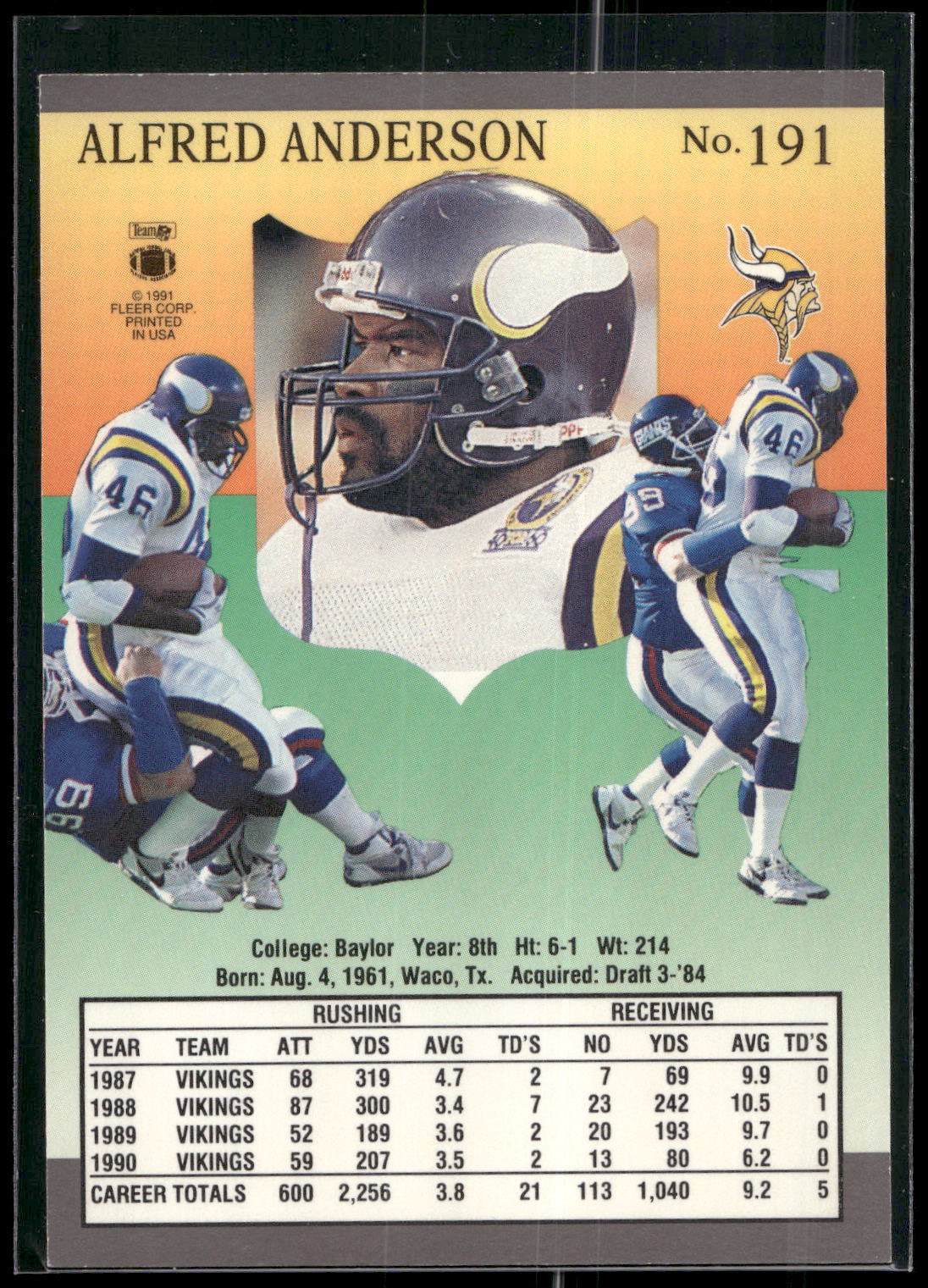 1991 Ultra #191 Alfred Anderson