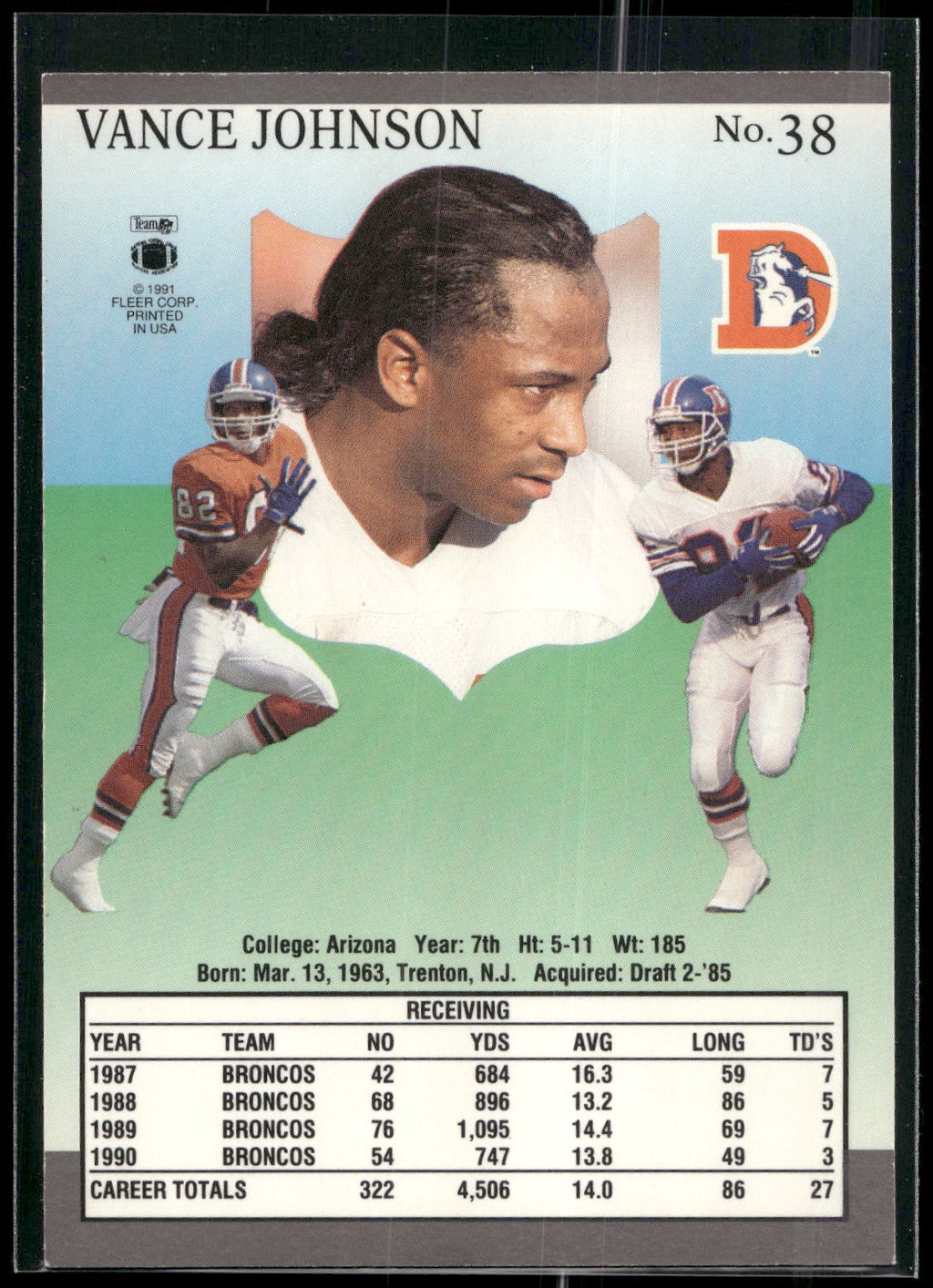 1991 Ultra #38 Vance Johnson