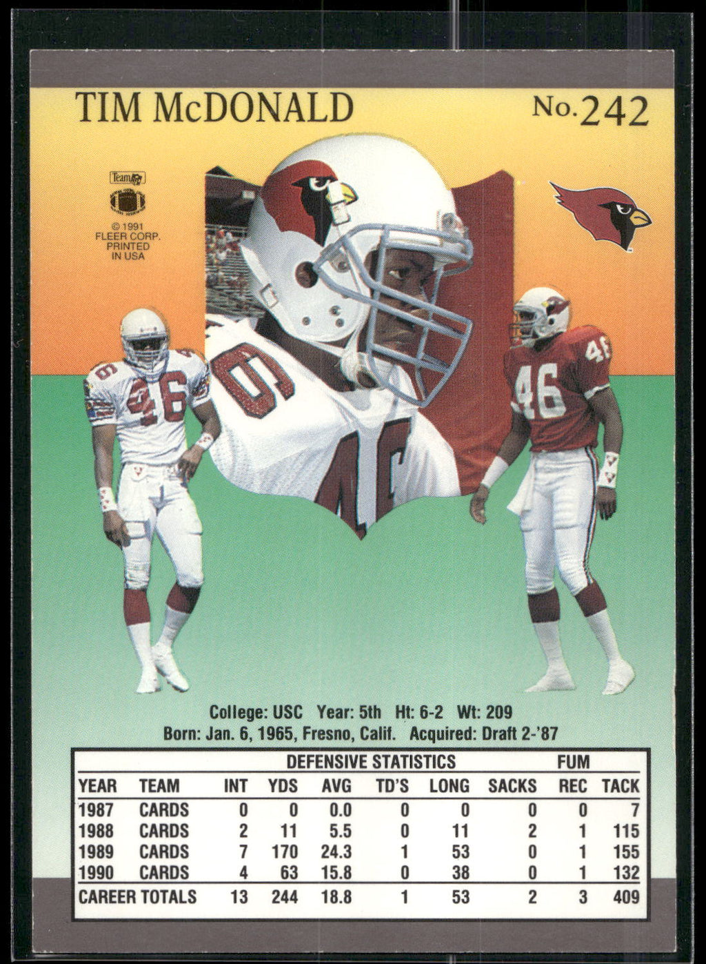 1991 Ultra #242 Tim McDonald