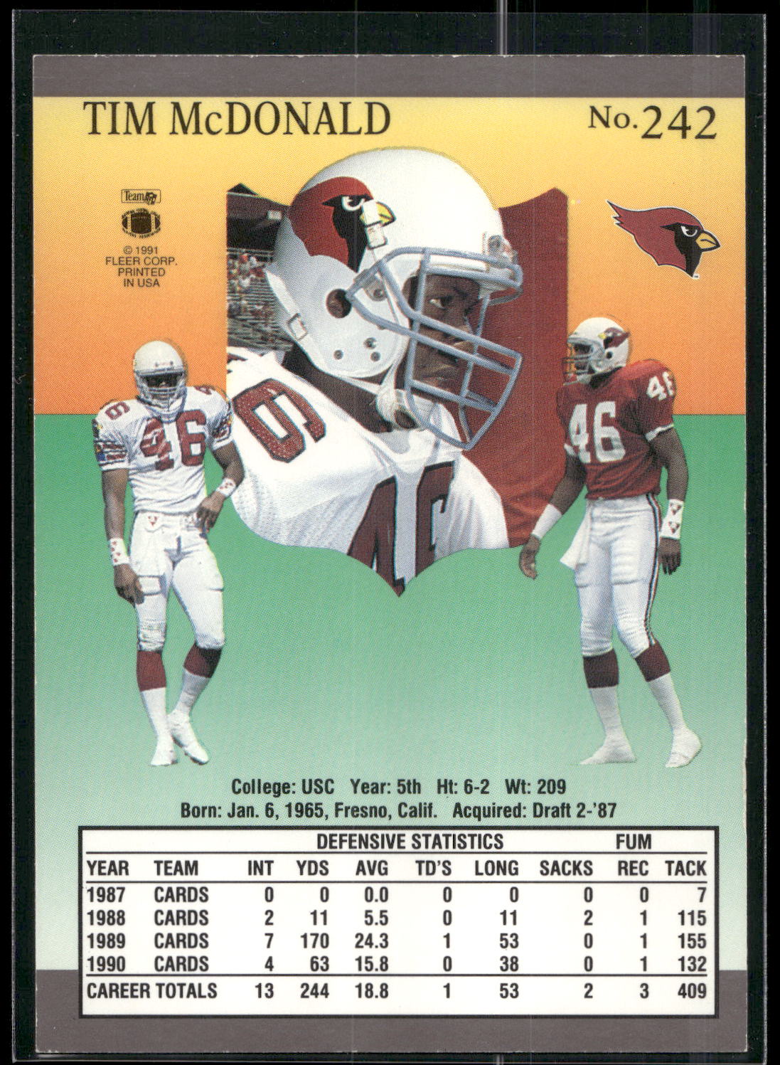 1991 Ultra #242 Tim McDonald