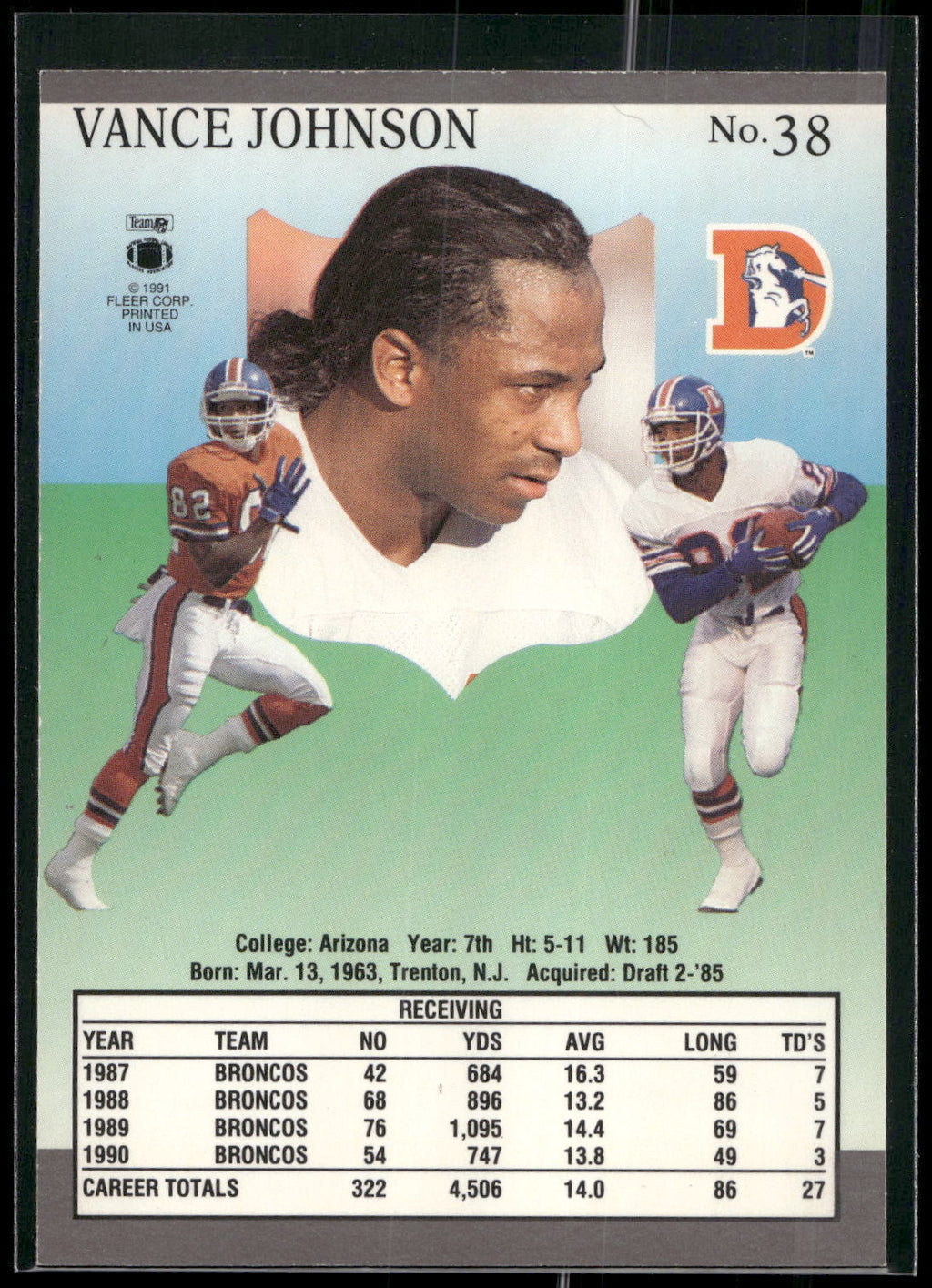 1991 Ultra #38 Vance Johnson
