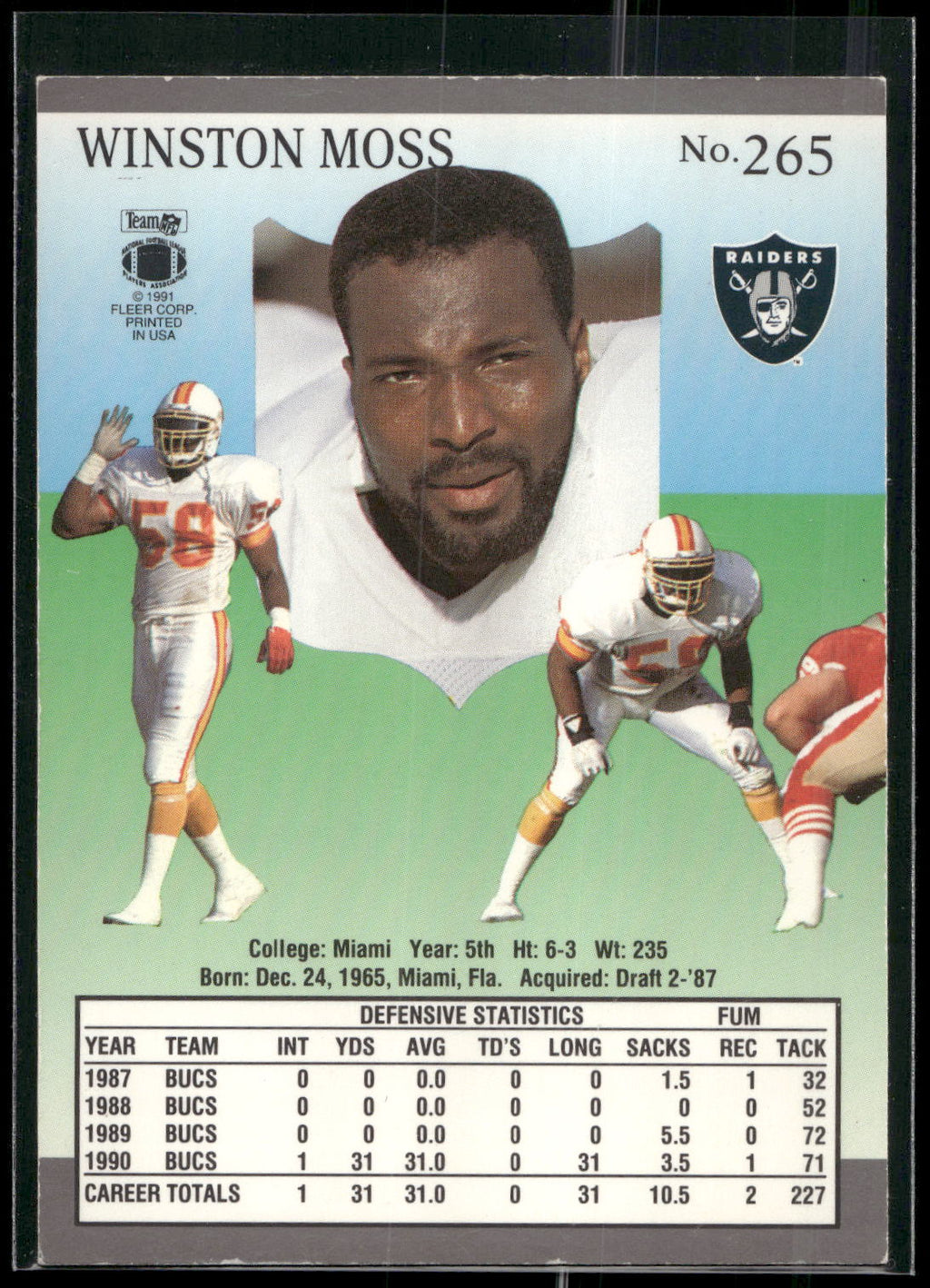 1991 Ultra #265 Winston Moss