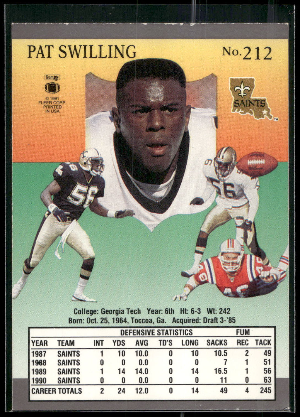 1991 Ultra #212 Pat Swilling