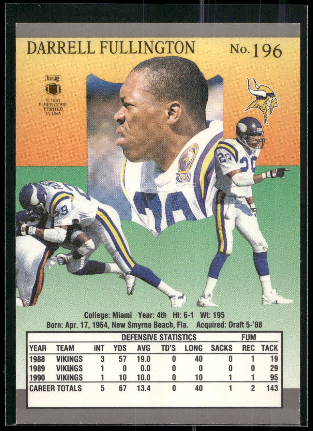 1991 Ultra #196 Darrell Fullington