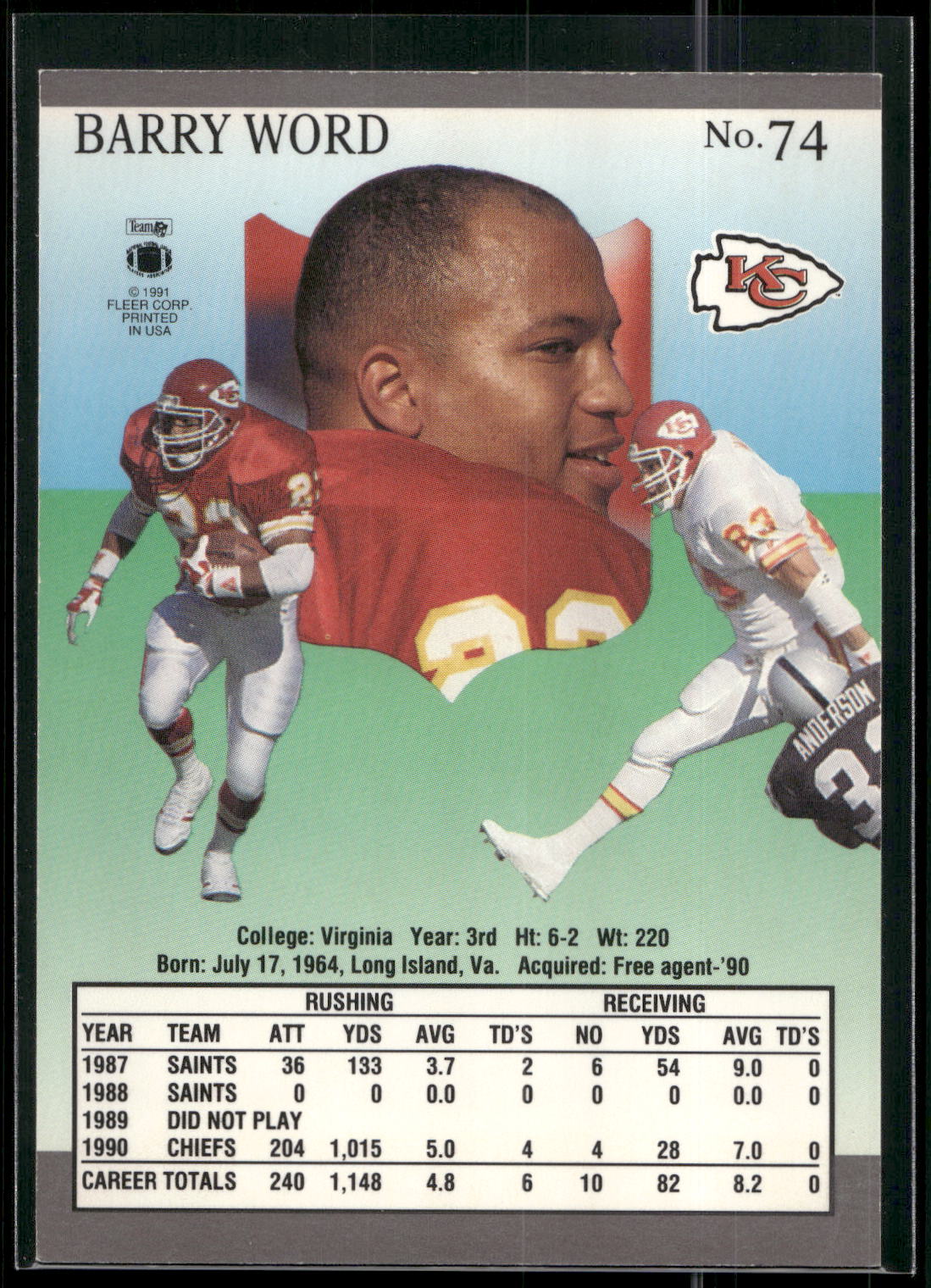 1991 Ultra #74 Barry Word