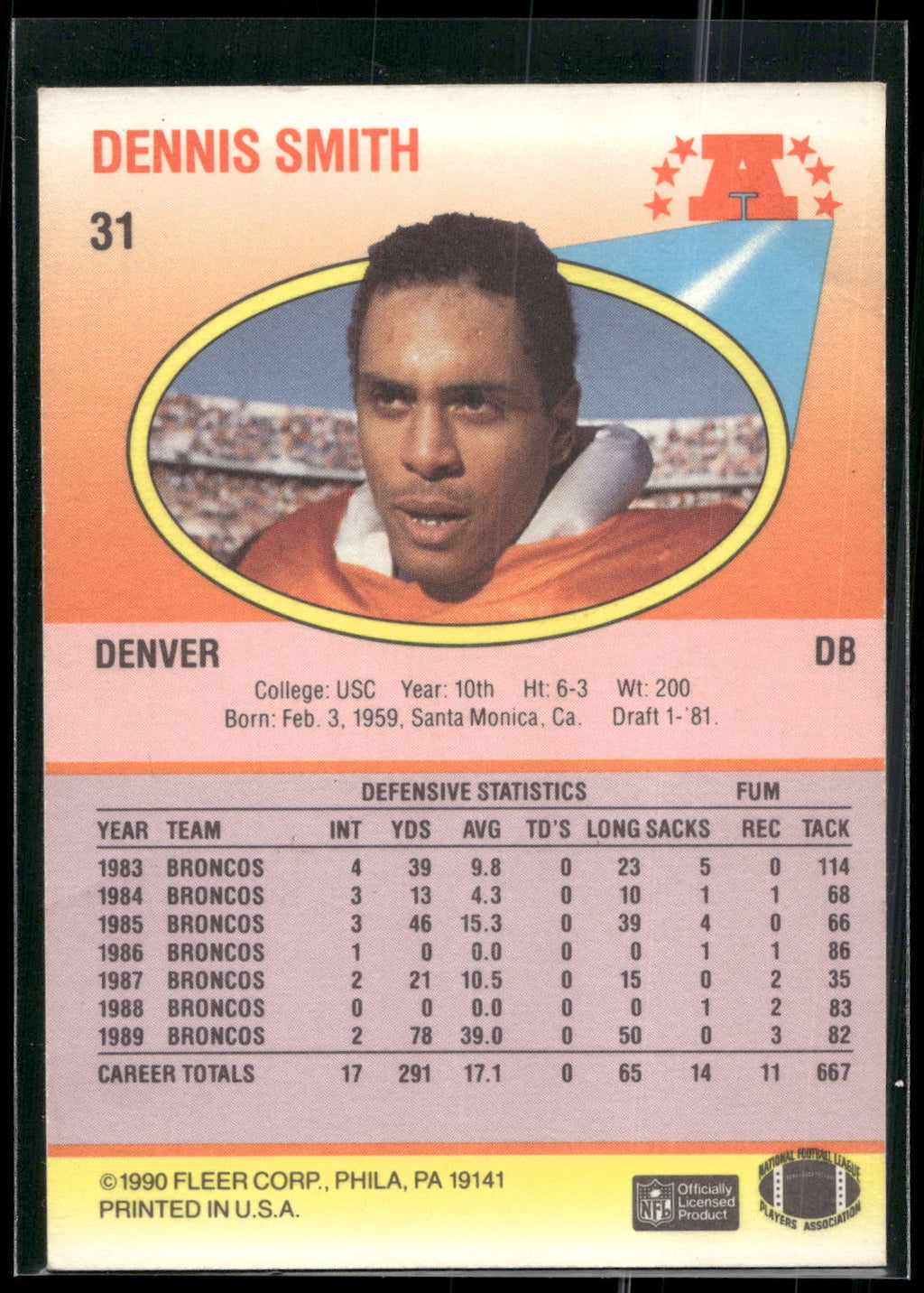 1990 Fleer #31 Dennis Smith