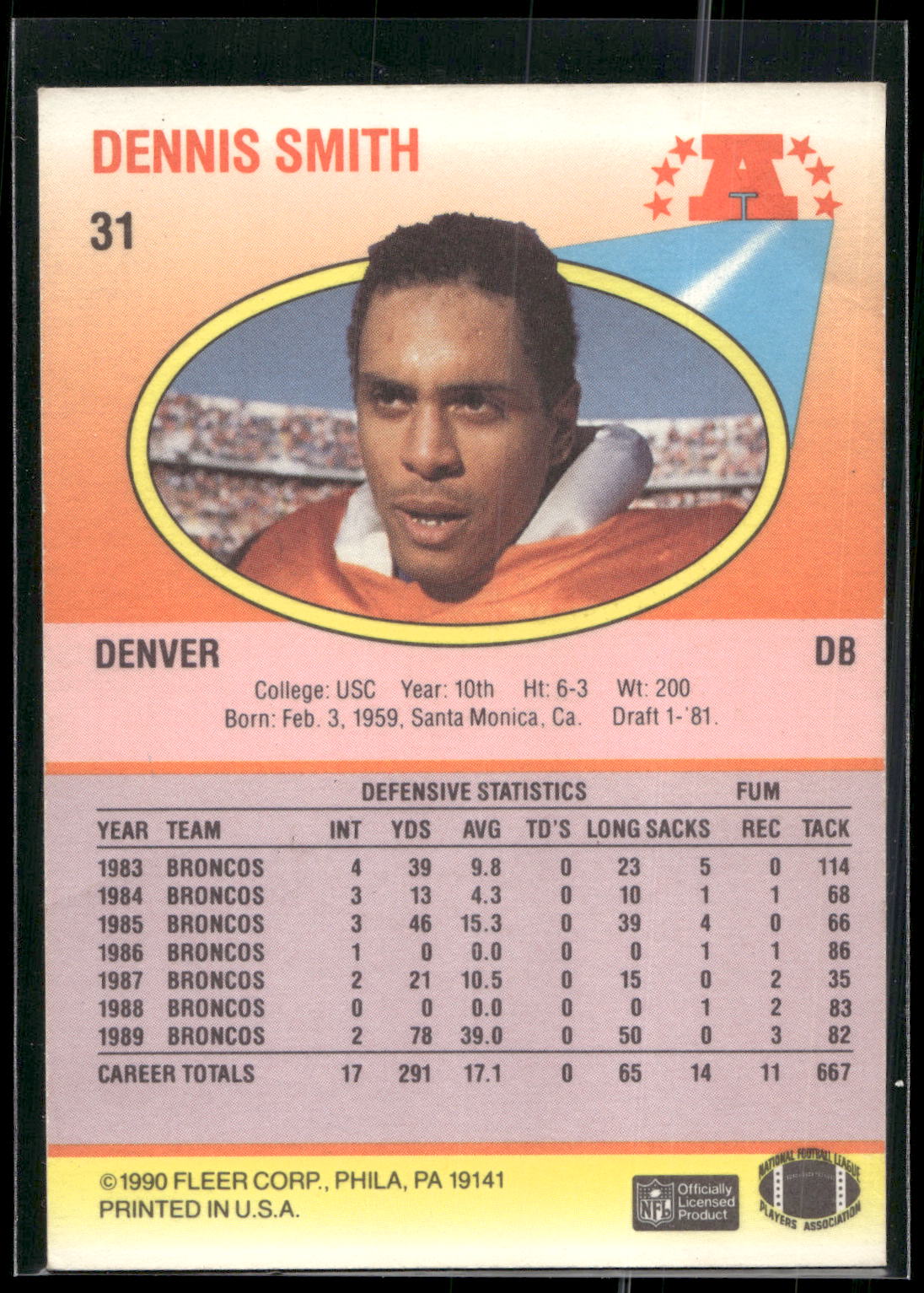 1990 Fleer #31 Dennis Smith