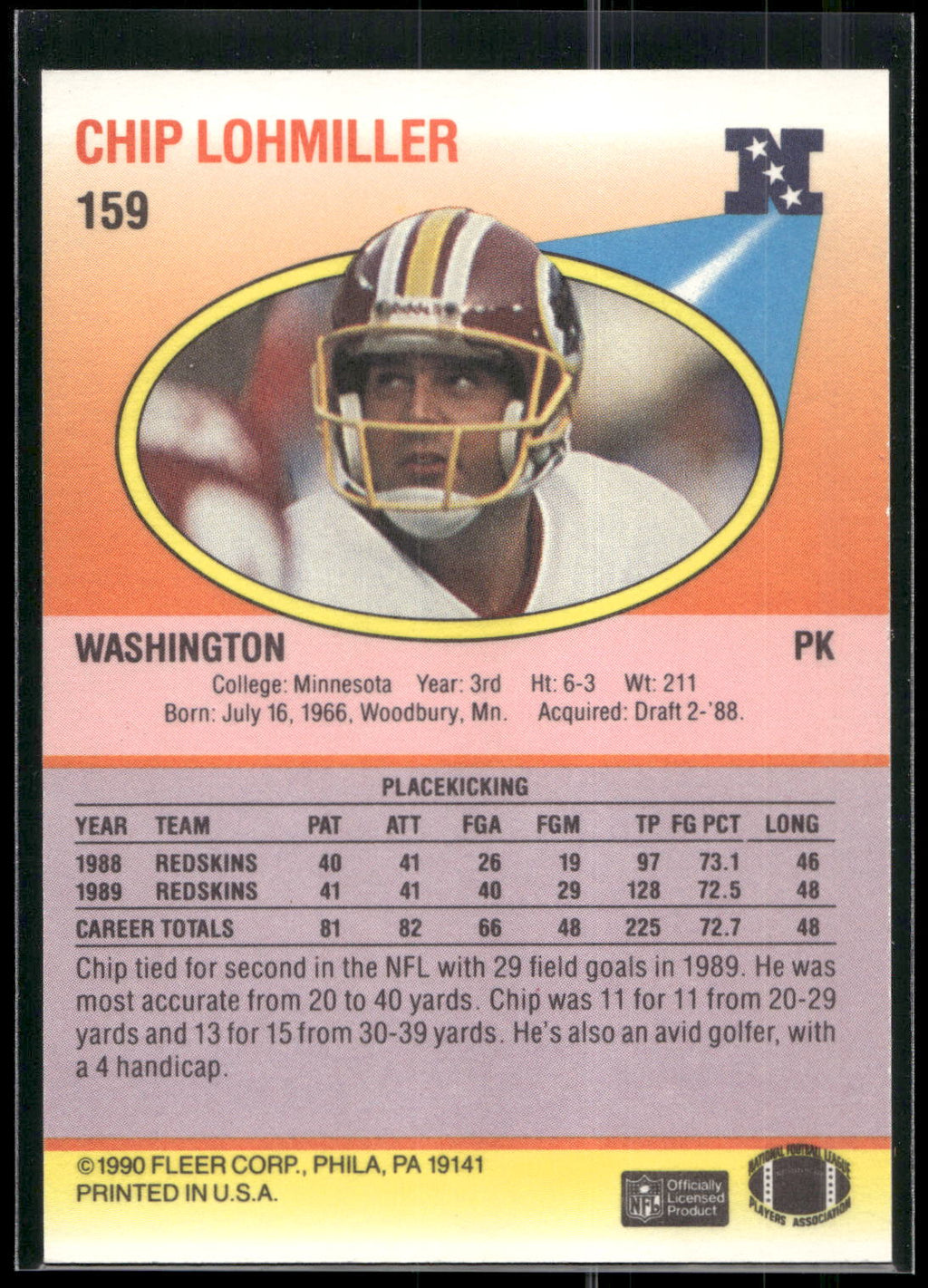 1990 Fleer #159 Chip Lohmiller