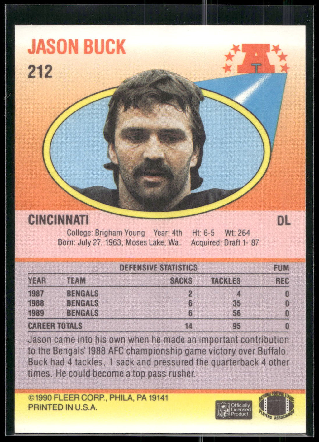 1990 Fleer #212 Jason Buck