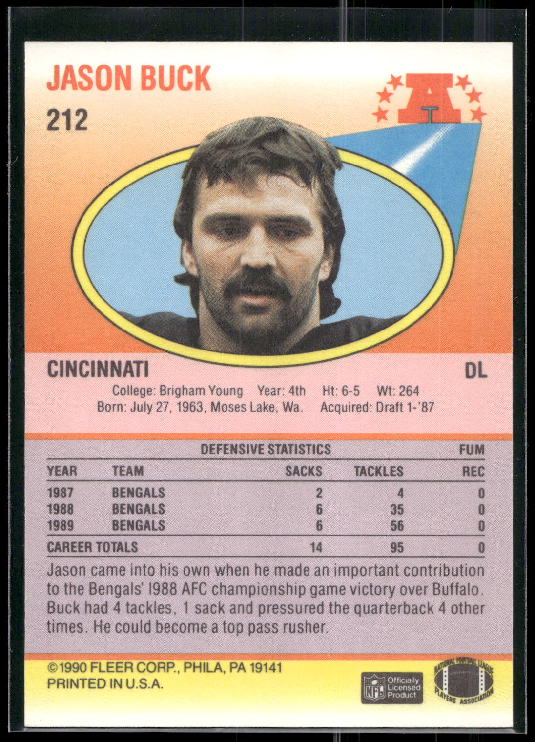 1990 Fleer #212 Jason Buck