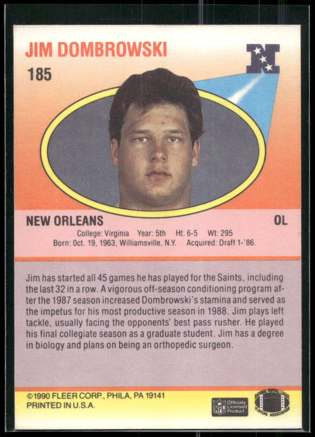 1990 Fleer #185 Jim Dombrowski